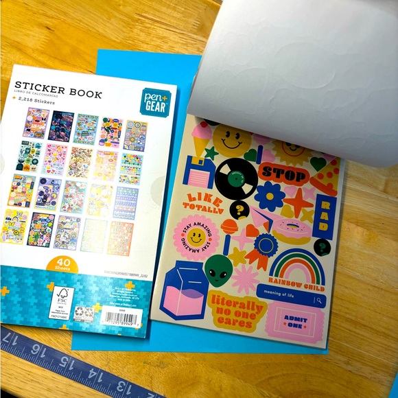 NEW Sticker book 2218 foil and paper, pen + gear good vibes edition fun letters - Picture 6 of 12